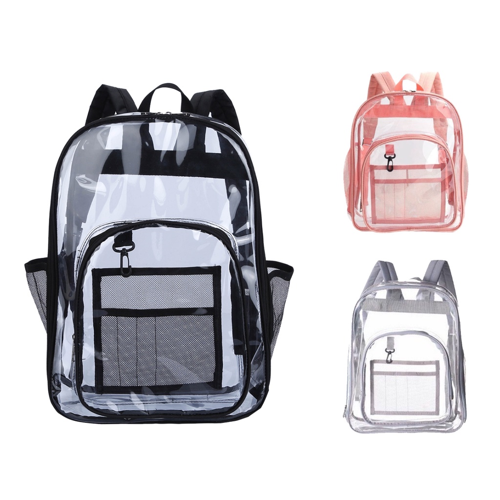 10.10 PROMO Tas selempang bening transparan PVC UNTUK KONSER KULIAH KERJA Ransel Wanita Tas PVC Tahan Air Transparan Tas Sequin Transparan Pelajar Perguruan Tinggi Fashion Wanita Tas Sekolah Ransel