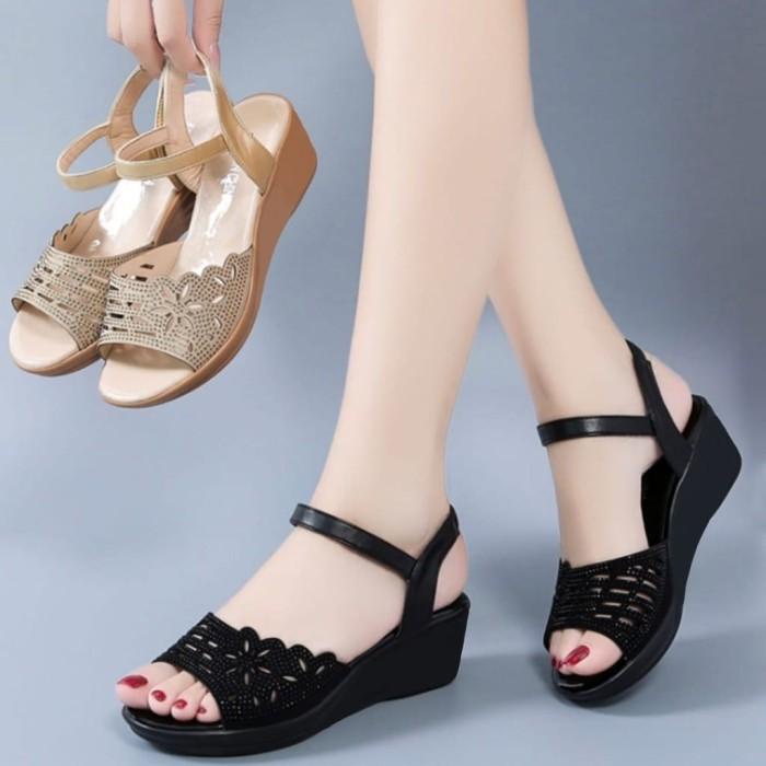 SEPATU TALI WEDGES KEKINIAN SANDAL SEPATU PESTA WANITA KONDANGAN