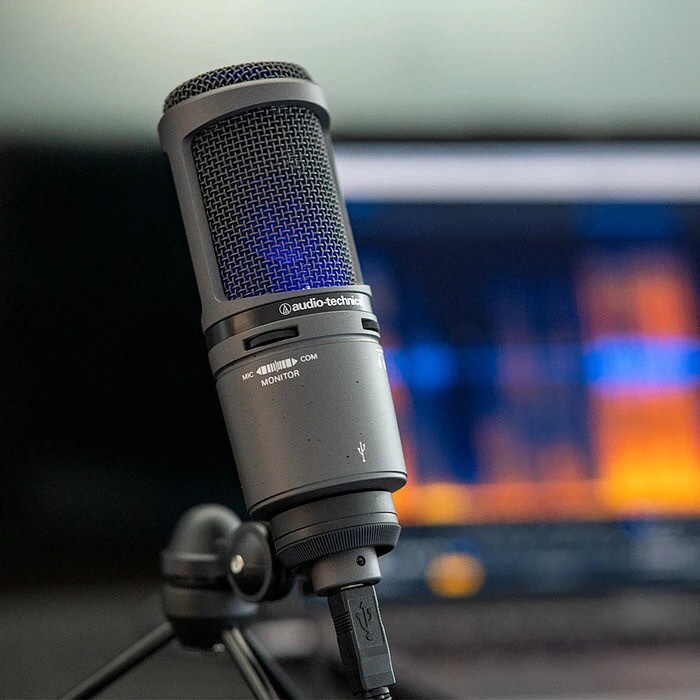 PP Mic Condenser Audio Technica AT2020 USB+ Mik Studio Original Rekaman Recording Youtuber