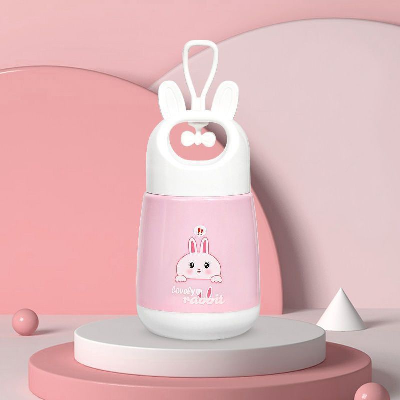 NEW BOTOL AIR KACA LOVELY RABBIT KUPING - BOTOL THERMOS ANAK KARAKTER KELINCI - THUMBLER BOTTLE - SOUVENIR BOTOL MINUM KADO ANAK