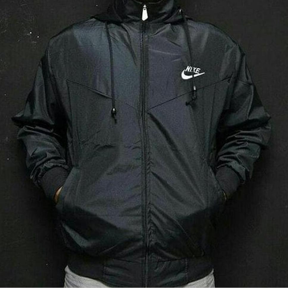 TERMURAH Jaket Parasut Olahraga Nike Polos Hitam