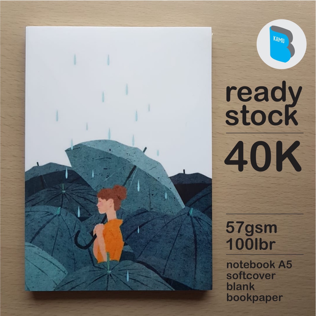 

[57/72/90 gsm] Notebook Buku Catatan Diary Jurnal Bookpaper - Rain Girl