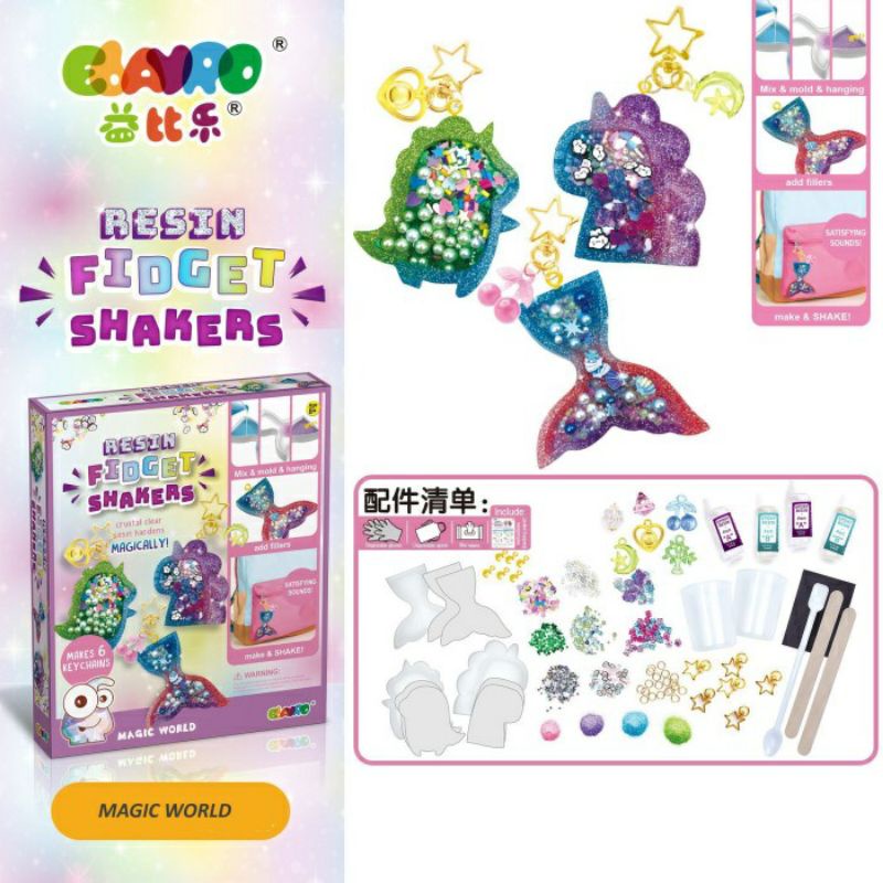 NEW! Mainan Fidget Resin Shaker Mainan Kreativitas Edukasi Anak DIY Toys Gantungan Kunci Resin Glitter Slime Unik Kado Gift Ultah