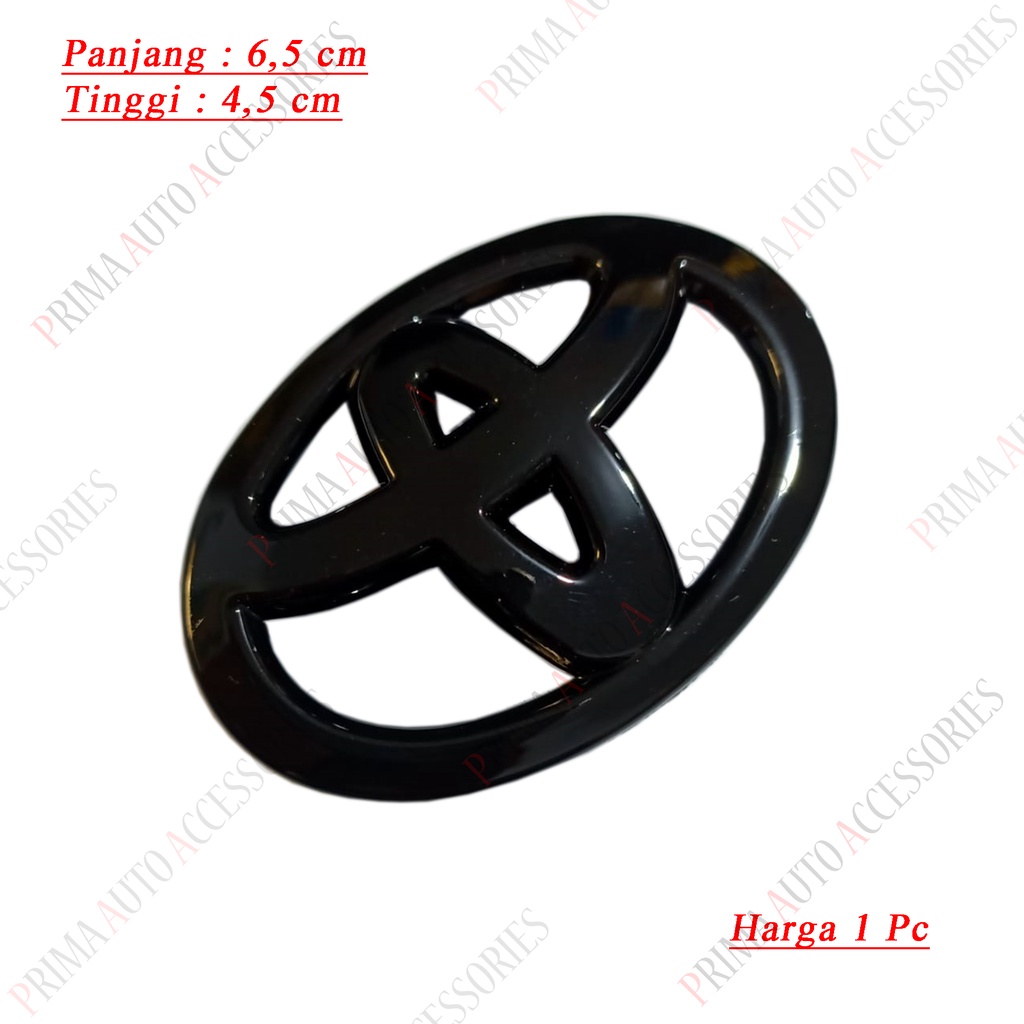 Casing Logo Stir Mobil Toyota Hitam Glosy Steer Car 65mm x 44mm