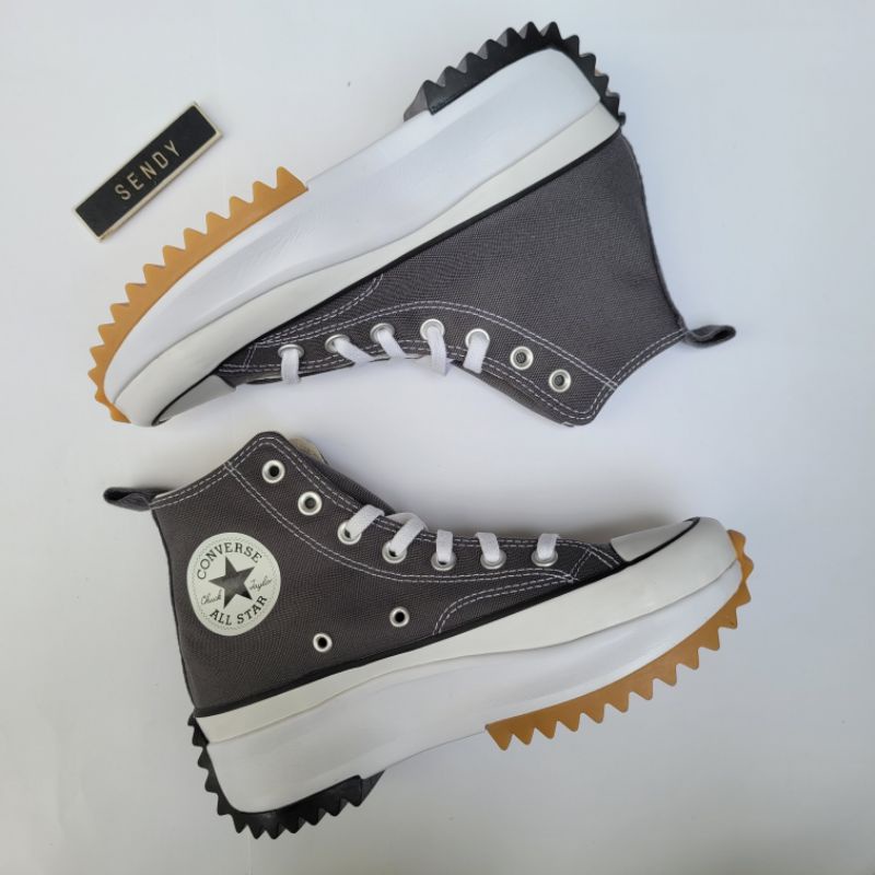 Converse Womens Run Star Hike Hi Grey A03703C High Platform Sepatu Casual Sneakers Wanita Cewek