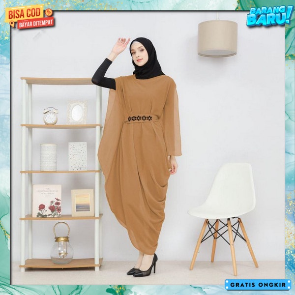 Dress Kondangan Kagfan Atasan Pesta Jubah Kaftan Model Kekinian Ksftn Muslimah Premium Kafran Jumbo 