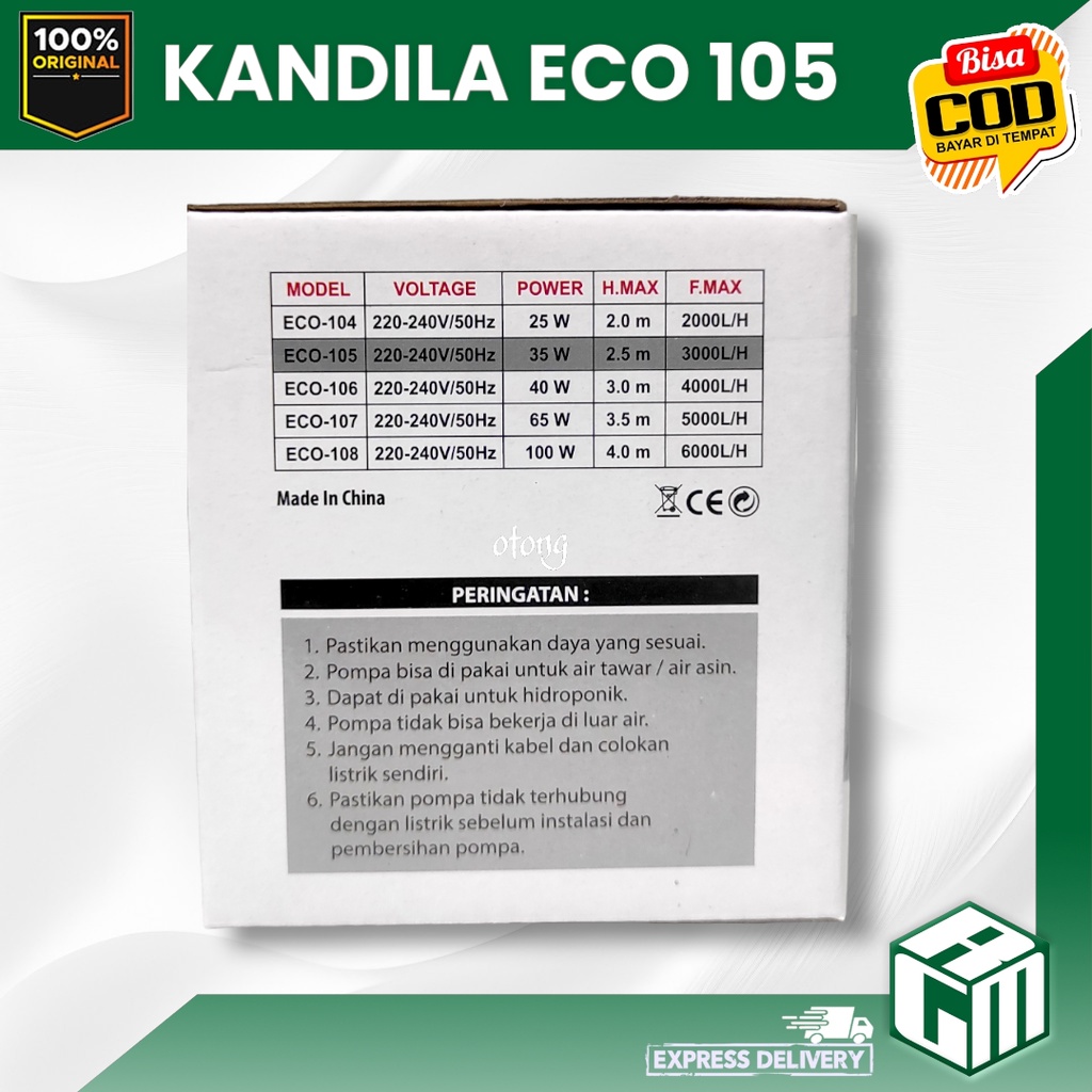 KANDILA ECO 105 ECO105 LOW WATT MESIN POMPA CELUP POWER HEAD AQUARIUM