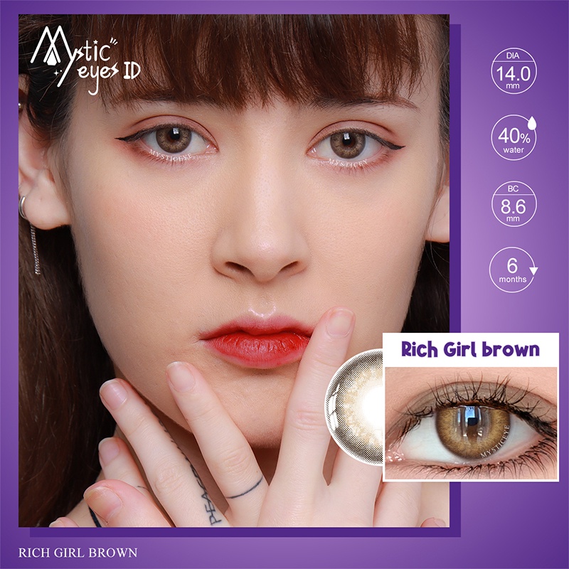 [COD] MYSTICEYES SOFTLENS RICH GIRL BLUE BROWN GERY Lensa Kontak NOEMAL 14MM