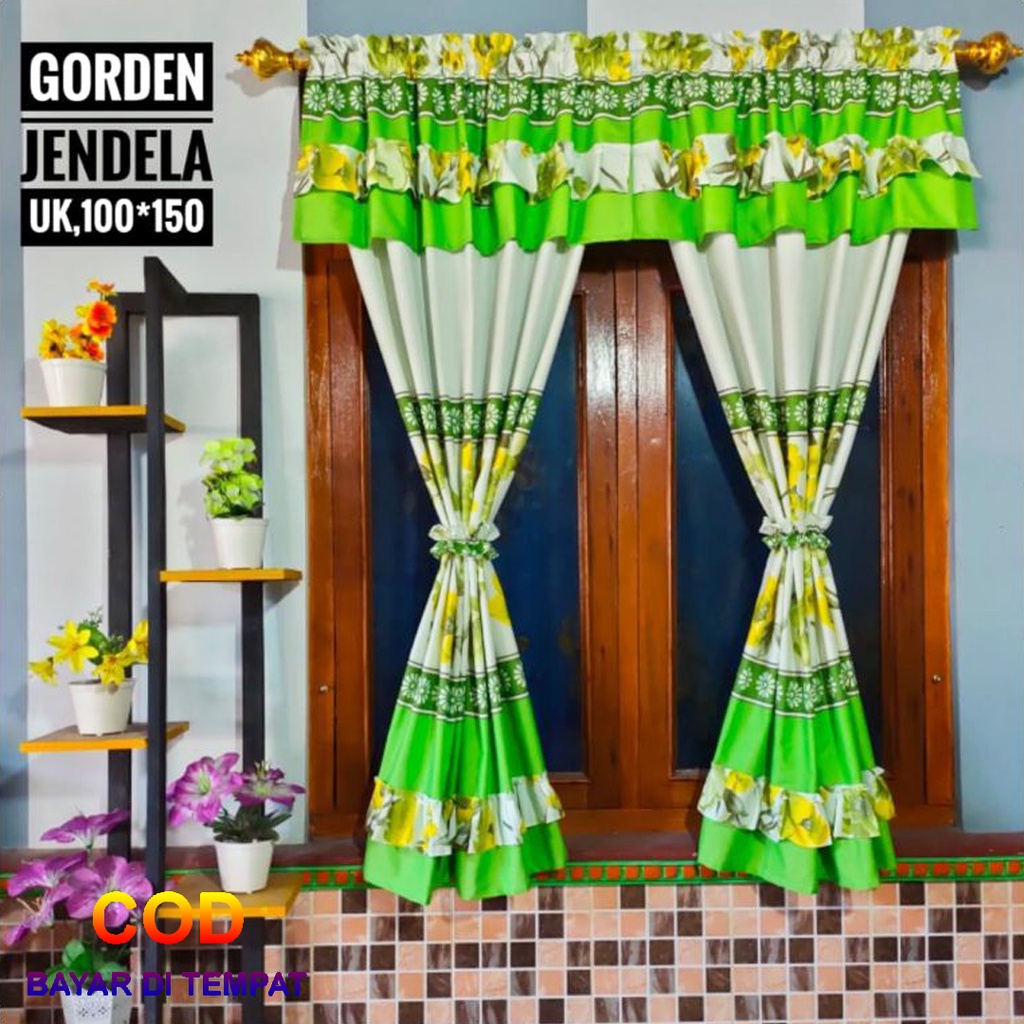 ✅COD Gorden Hordeng Jendela Minimalis 100x150 Rumbai Poni Aneka Motif Dan Warna Home Decor Dekor Dekorasi Hiasan Kamar Ruang Tamu Perlengkapan Rumah