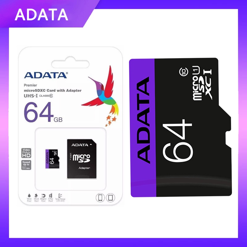 Kartu Memori Adata 64gb100% Kapasitas Real Kartu TF Kecepatan Tinggi Kelas10 Kartu Micro SD Kartu U1 UHS-I TF Kompatibel Dengan Ponsel Dan Komputer Dan Perangkat Lain