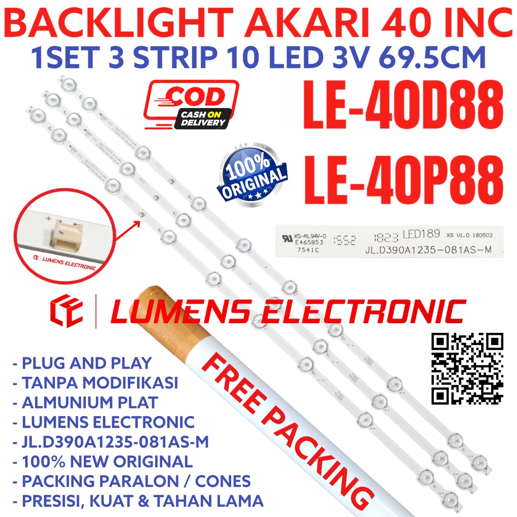 BACKLIGHT TV LED AKARI 40 IN LE 40D88 40P88 LE40D88 LE40P88 LE-40D88 LE-40P88 LAMPU BL 10K 3V 10LED 
