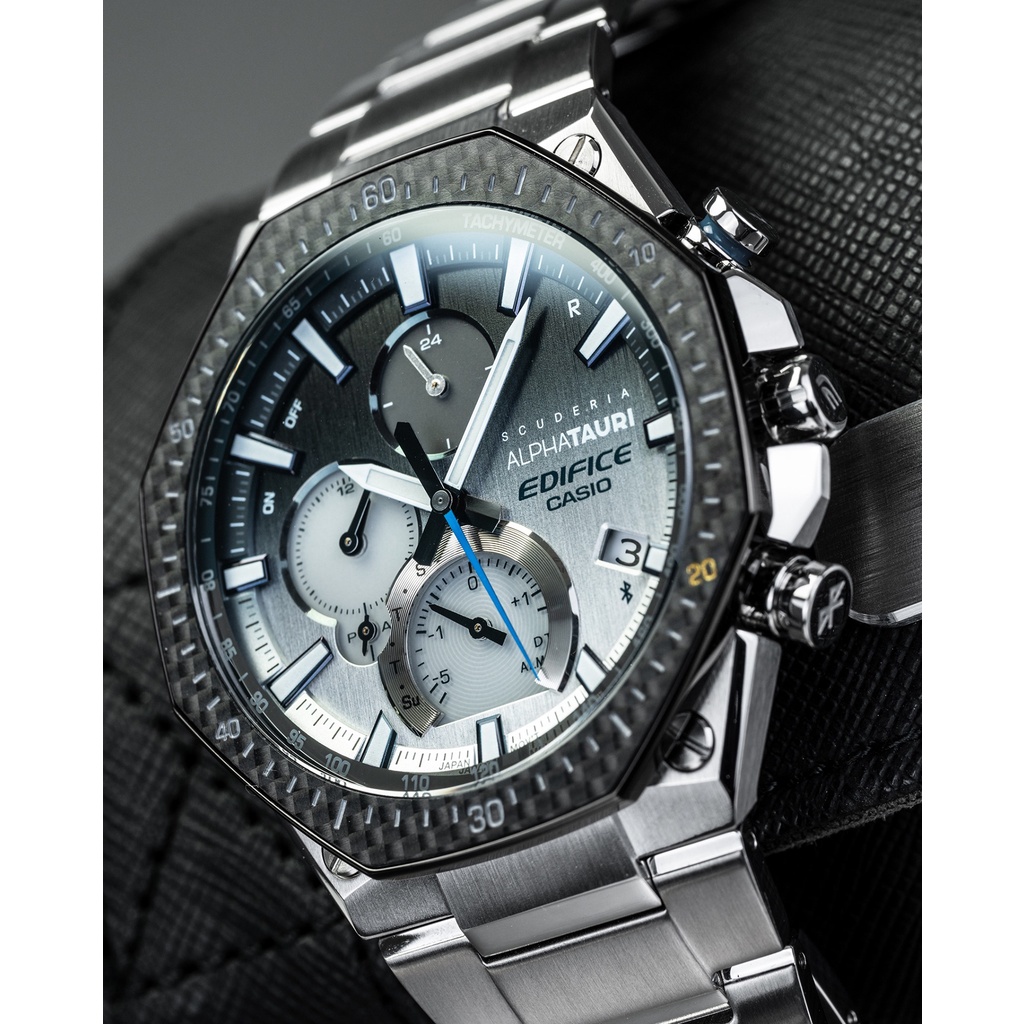 Jam Tangan Pria Casio EDIFICE EQB-1100AT-2A EQB-1100 Scuderia AlphaTauri Chronograph Silver Steel