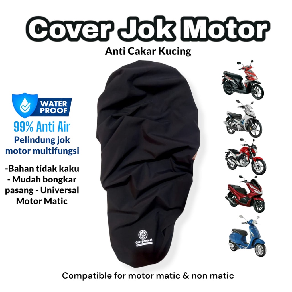 Pelindung jok motor waterproof exclusive jet black size L dan XL untuk motor matic dan motor bebek sarung jok motor universal