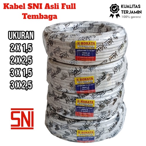 Kabel Kokata NYM 2x1,5 By Visicom Kabel Instalasi Listrik 50 Yard 45 Mter Standar SNI