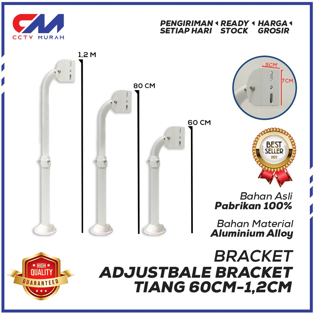 Adjustable Bracket Tiang L CCTV, Panjang 60 cm- 1,2 m