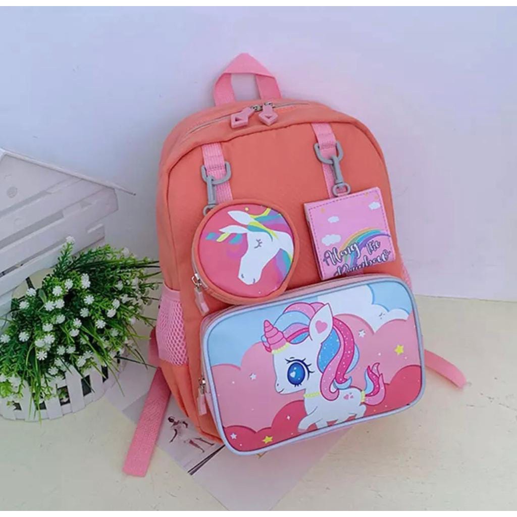 GGS  Tas Sekolah Anak Perempuan Dan Laki Laki ANTI AIR TK Sama SD Ransel Import Lucu Tebel Karakter 5 tahun 6 tahun 7 tahun Anti Basah Anti Hujan Avenger Dino  Frozen My Little Pony murah gado 2023