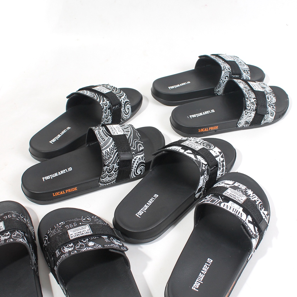 Footwear21.id - Nirvana Black | Slippers | Sandal Pria | Slide Slip on | Sendal Anti Licin Ringan Selop  | Sandal Murah