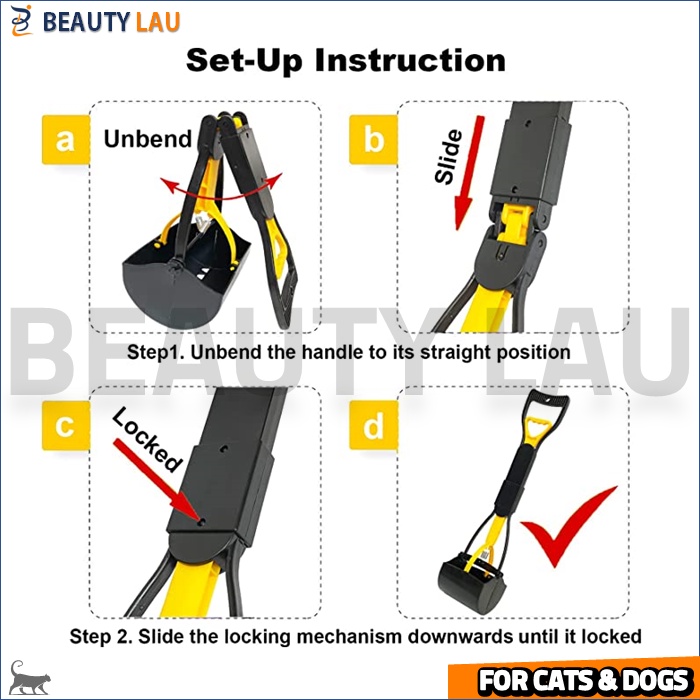 DOG CAT LITTER SCOOP PANJANG DILIPAT SKOP SEKOP KUCING ANJING GAGANG PANJANG PENJEPIT KOTORAN KUCING ANJING HEWAN