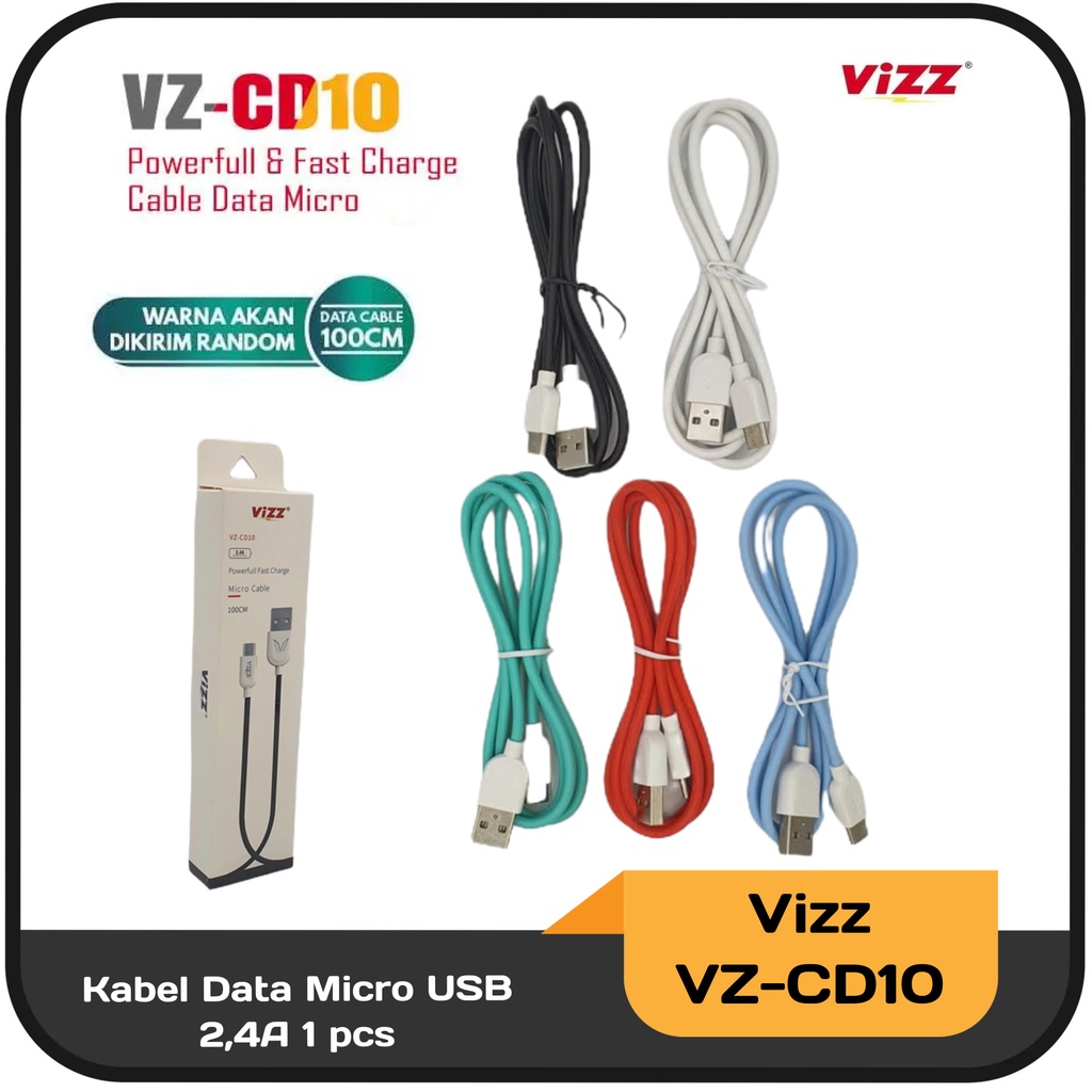 Kabel Data Micro USB 2,4A Vizz VZ-CD10 Fast Charge 100 cm 1pcs