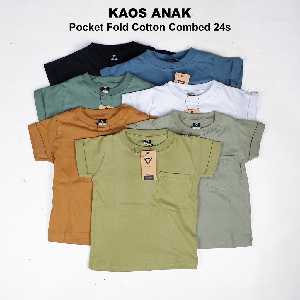 Kaos Anak Pocket Fold Cotton Combed 24s Lengan Pendek Phenom