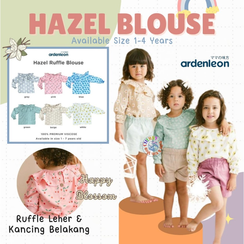 Ardenleon Hazel Blouse 1-4 Tahun Blouse Panjang Ruffle Fashion Anak Perempuan Happy Blossom Series CBKS