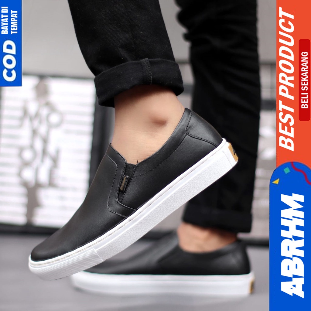 ABRHM MORE Sepatu Kasual Slip On Kulit Asli