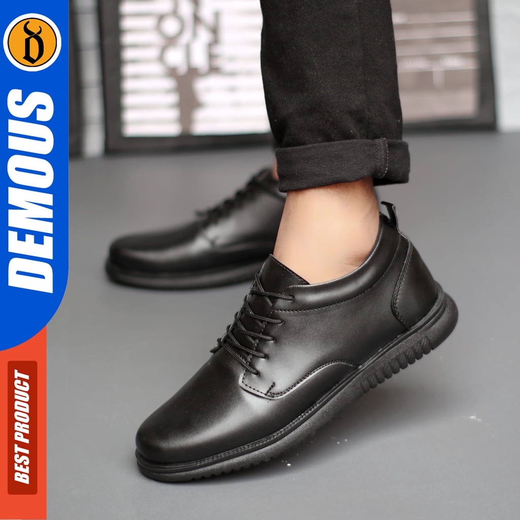 DEMOUS Hatta Black - Sepatu Formal Pria Sepatu Kantor Pria