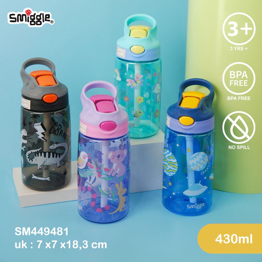 BAKUL - BEKAL BOTOL MINUM ANAK TK BOTOL MINUM SEDOT ANAK KARAKTER SMIGGLE TANPA TALI MOTIF LUCU