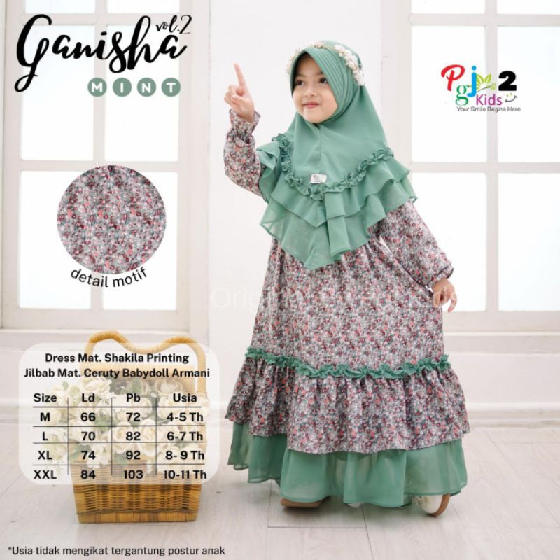 GANISHA SYARI vol.2 free jilbab ORI PGJ KIDS | Dress+jilbab Anak