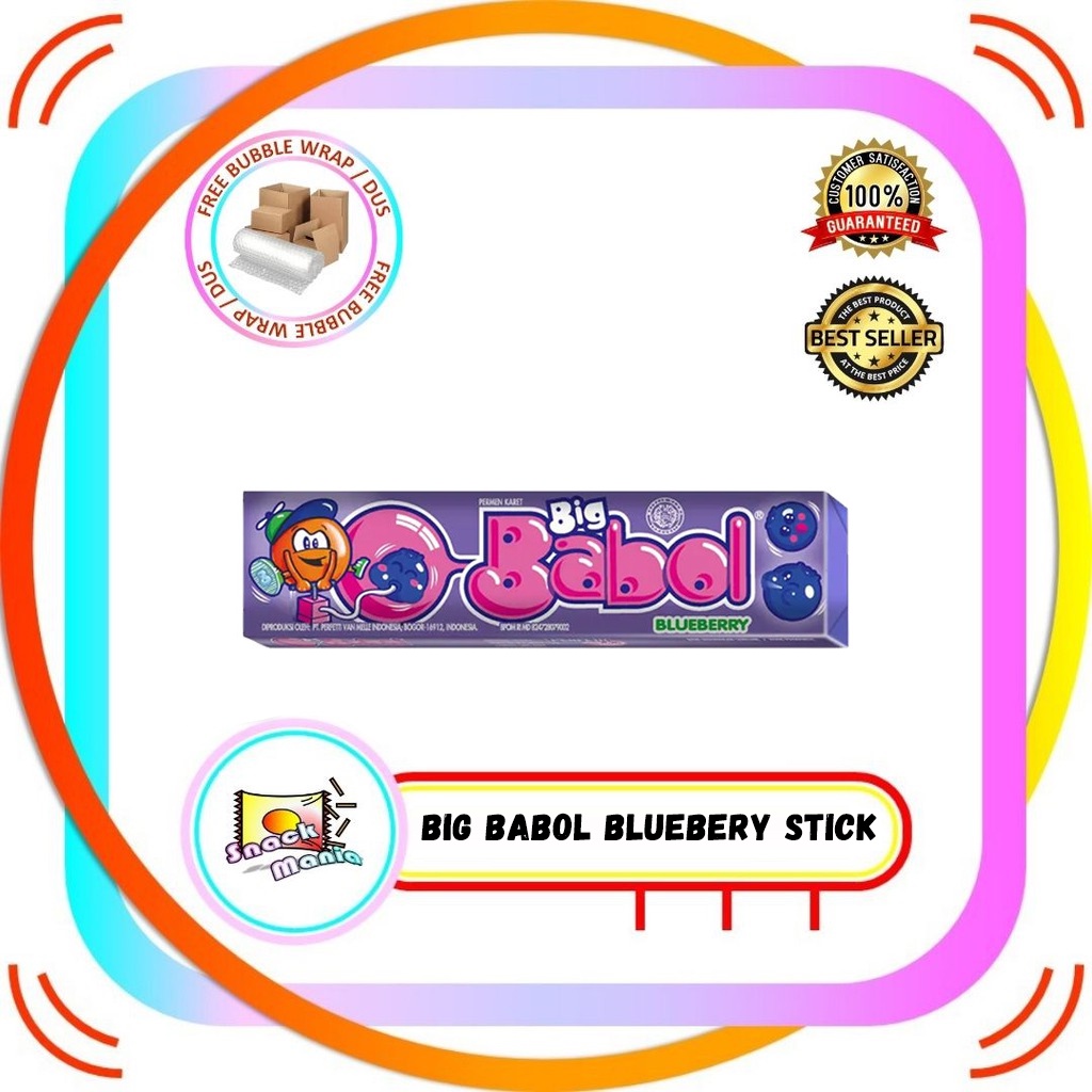 

Big Babol Gummy Candy Blueberry 20 gr 1 Stik Permen Karet