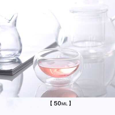 (BISA COD) FTIHSHP HTH Gelas Kopi Shot Double Wall Glass Borosilicate 50ml 6 PCS