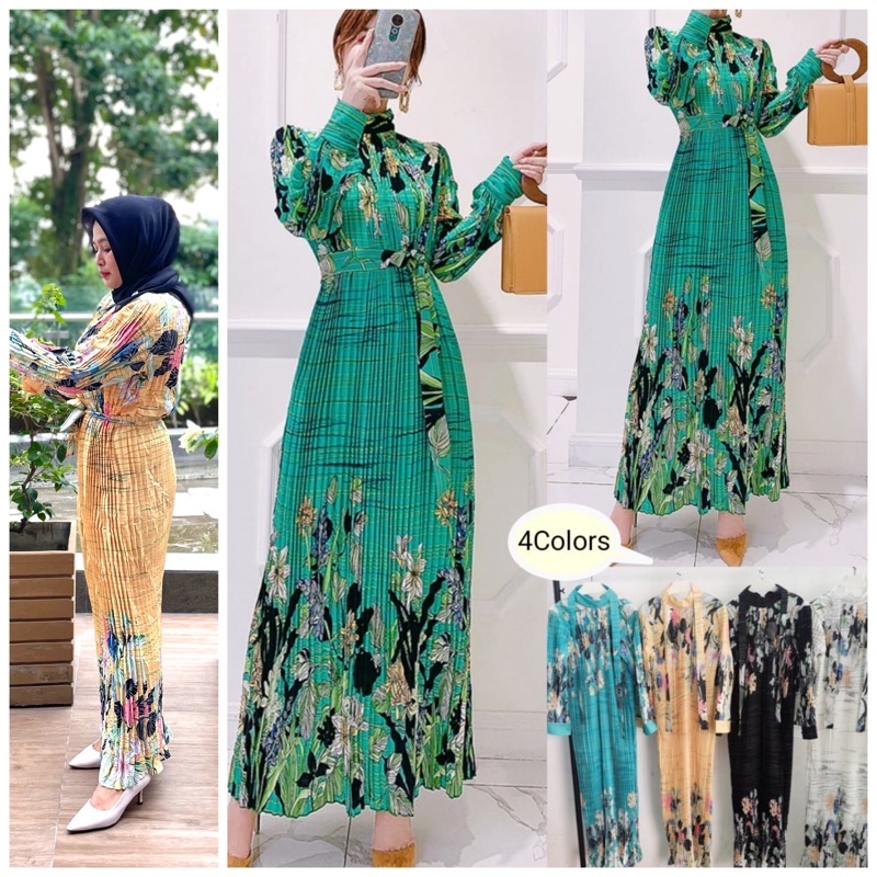 plisket dress premium import