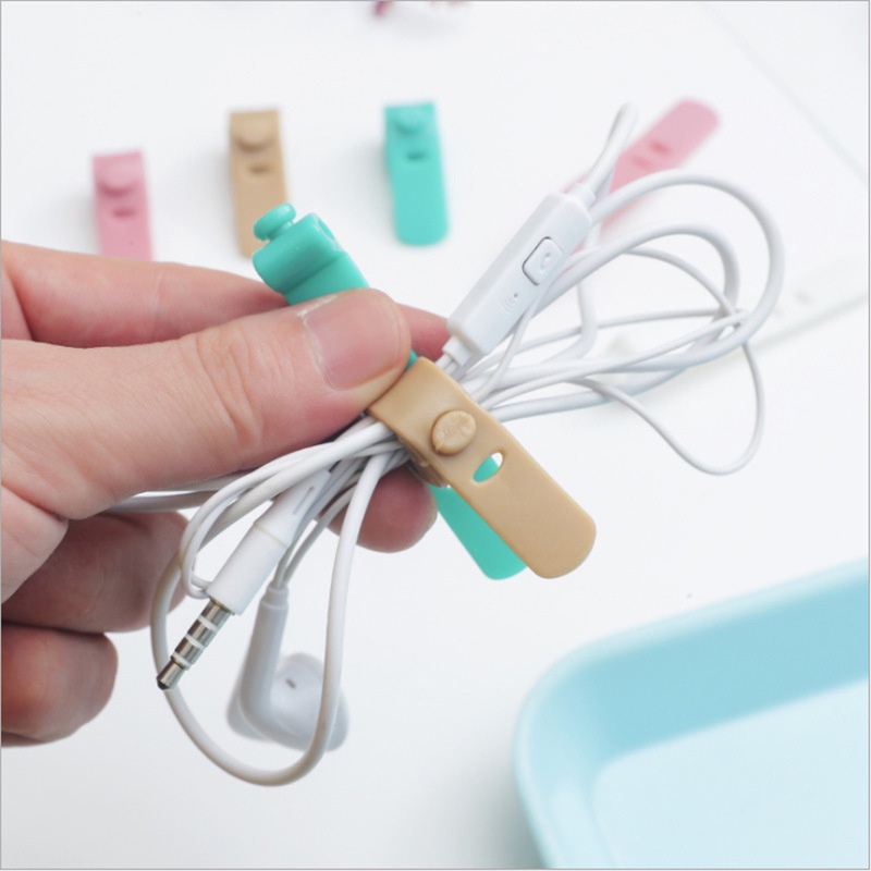 T&amp;Y Pengikat Kabel Charger Silicon Kabel Organizer 1Pcs Cable Clip Cord Holder Penggulung Kabel Headset Karet Perapih Kabel Warna Macaroon Tie Strap Murah Import