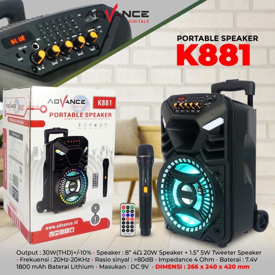 Speaker Advance Bluetooth K881 8&quot; Meeting &amp; Karaoke