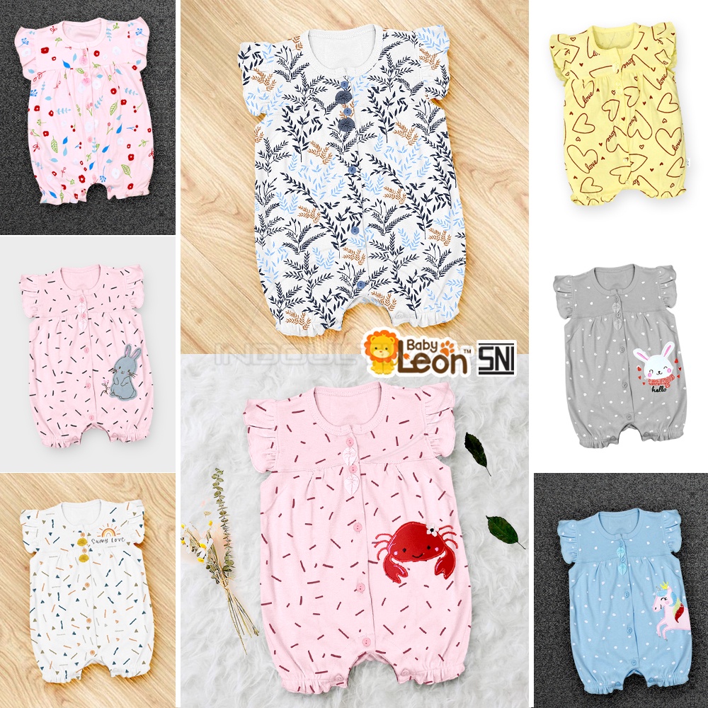 [0-12 bulan] 1 Pcs BABY LEON Jumsuit Bayi Perempuan GY-043 Jumper Kerut Jumpsuit Anak Balita Cewek