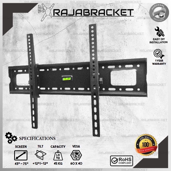 Bracket Braket Breket Briket TV 42 43 50 55 60 65 70 75 inch, Premium Waterpass Nunduk dangak