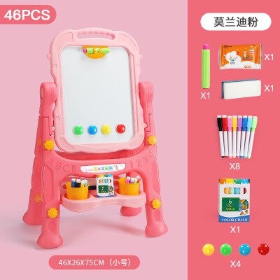 

Papan Tulis Anak/Kids writing Whiteboard Erasable with 360 degree flip - Merah Muda