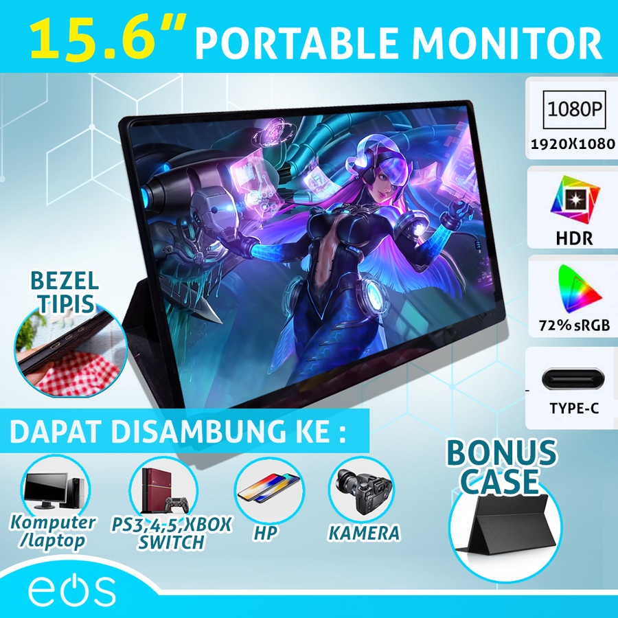 Portable Monitor 15.6 Inch TOUCHSCREEN TYPE-C HDMI | FHD 1080p