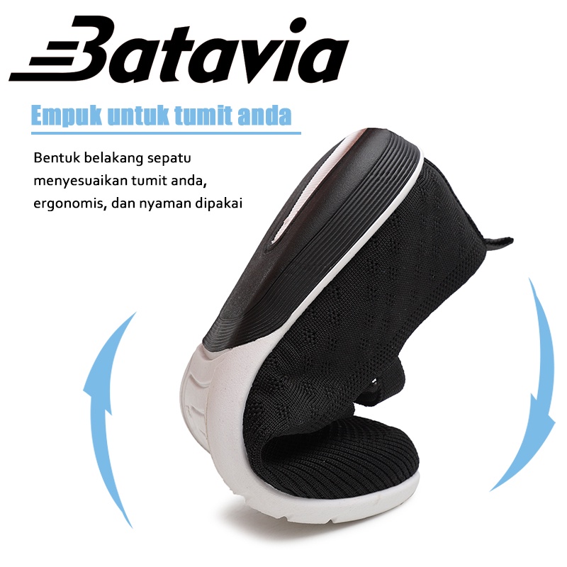 （COD）Batavia Fashion terbaru berkualitas tinggi Sepatu wanita datar Korea sepatu ibu slip-on lembut bernapas nyaman sepatu sekolah wanita hitam A160