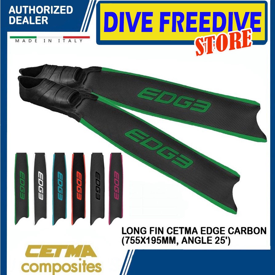 Long Fin Cetma Edge Carbon Fins Spearfishing Bi-Fins Kaki Katak Karbon Sepatu Panjang Selam Freedive
