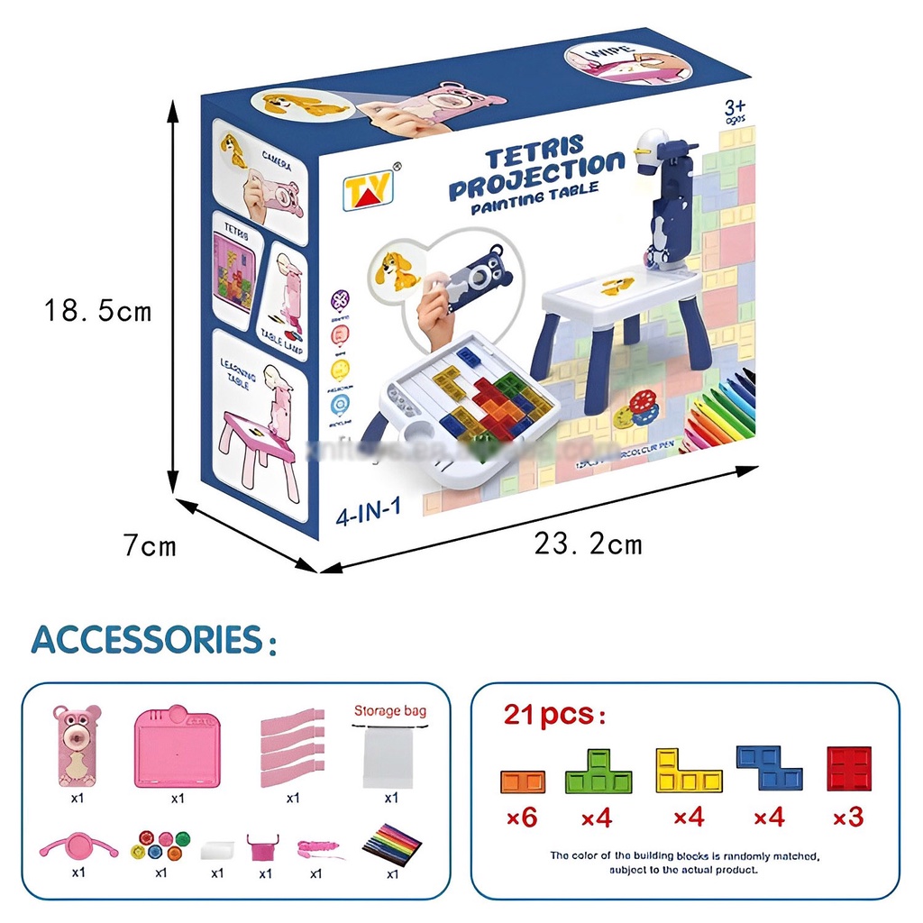 4in1 Tetris Projection | Menggambar-Tetris-Proyeksi-Lampu | Mainan Edukasi Anak Laki Laki Perempuan