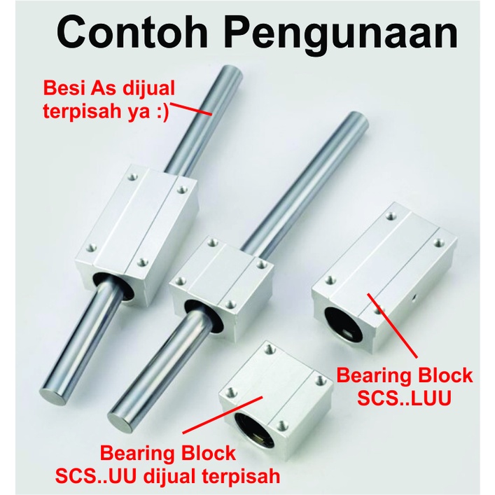 [HAEBOT] Linear Bearing Block SCS SCS12LUU 12mm CNC Motion Besi Polos WCS As Shaft Bushing 3D Printer Mekanik Axis Aluminium Mesin Engraving Laser Gerak Optical Rod Smooth