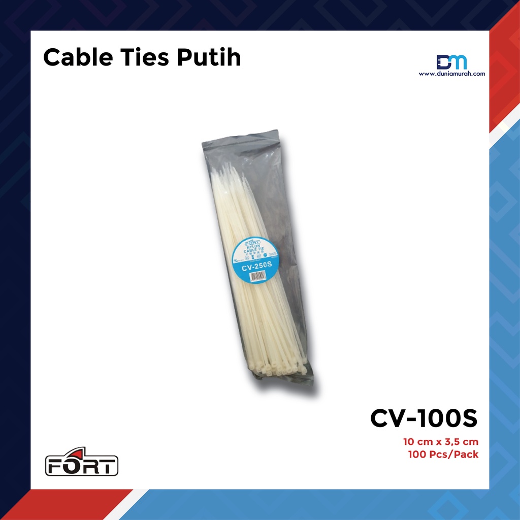 FORT Cable Ties Putih 1 Pack @100pcs