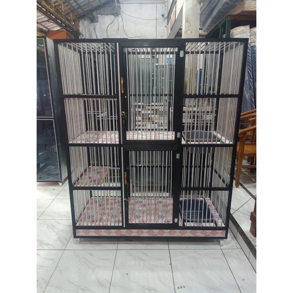 Rumah Hewan 3 Tingkat Aluminium / Kandang Hewan 3 Tingkat / Kandang Kelinci / Kandang Kucing / Kanda
