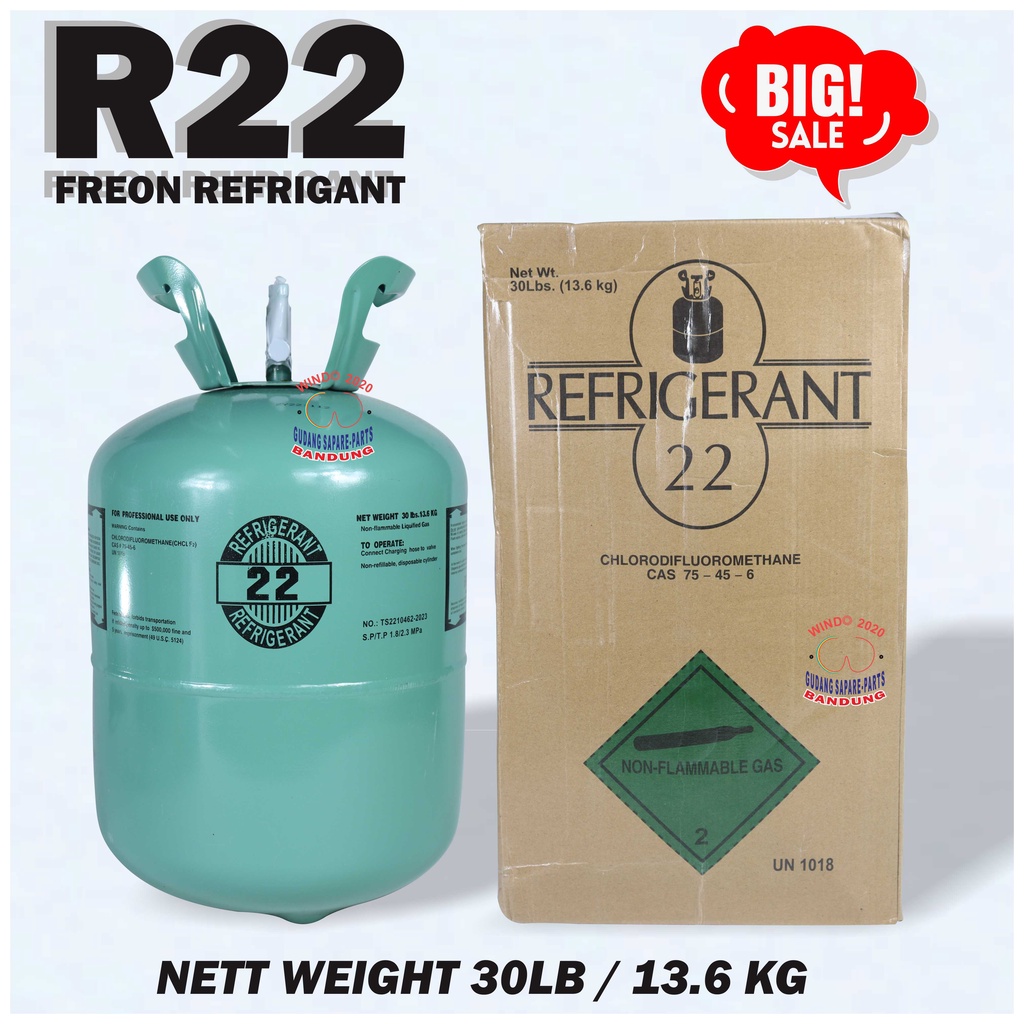 REFRIGANT  R 22 TABUNG 13.6 KG | PREON ORIGINAL SEGEL | FREON AC R22