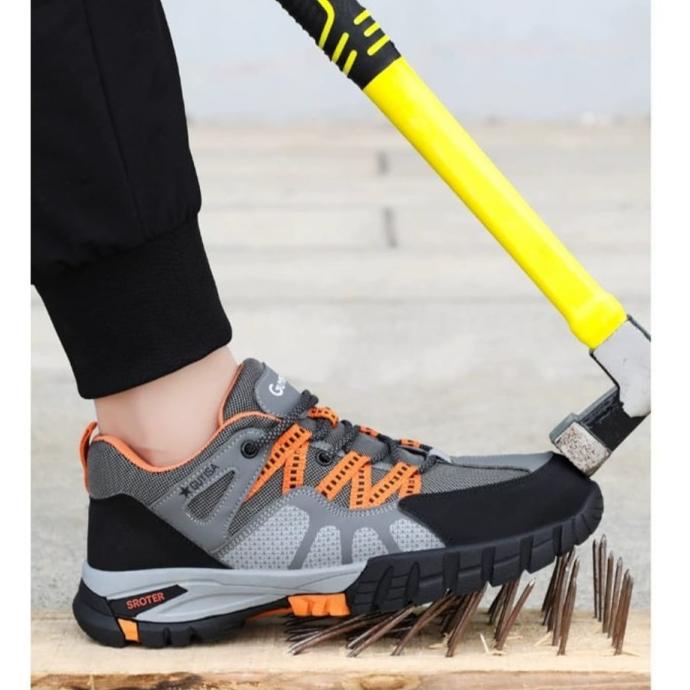 sepatu safety sporty GUYISA GREY 110 ujung besi import pria wanita