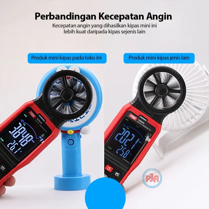 Kipas Angin Portable Mini Karakter Kipas Angin Genggam LED Usb Cas Fan Lucu Unik Doraemon Hellokitty