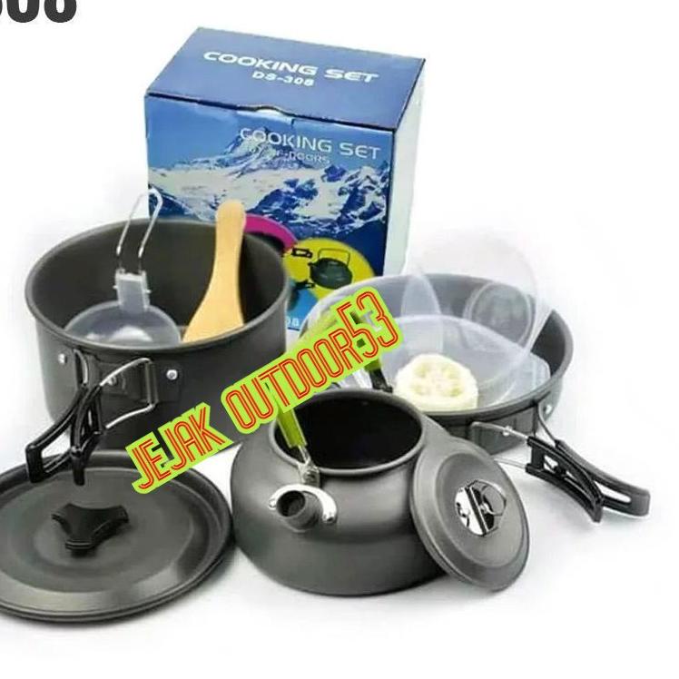 ☻ Cooking set Ds 308 / alat masak set praktis / alat masak camping set / peralatan masak camping set