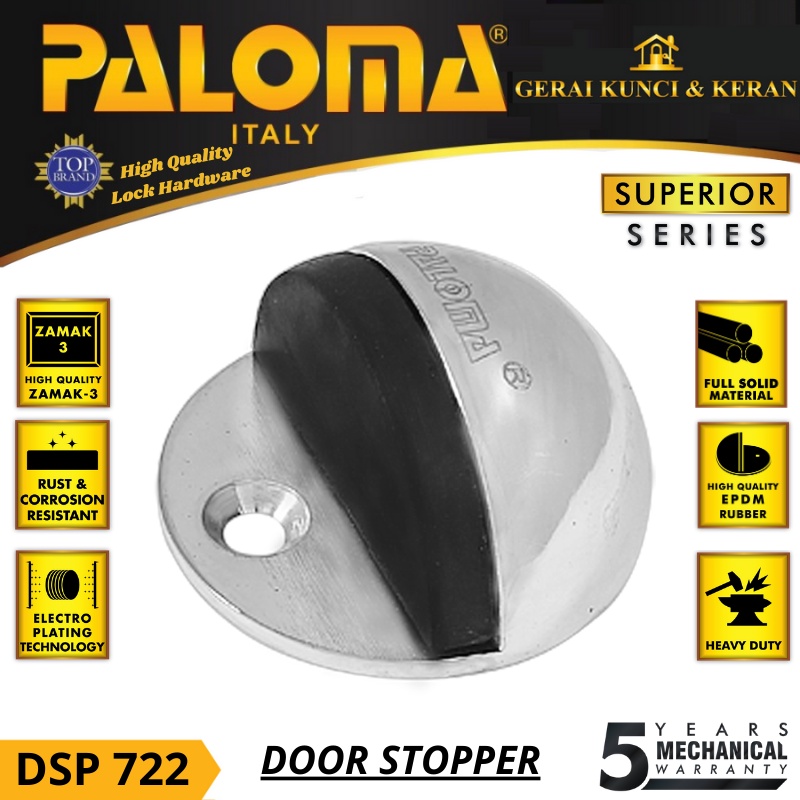 DOOR STOPPER  FLOOR KEONG  PENAHAN PINTU KARET RUBBER HITAM SN PALOMA DSP 722