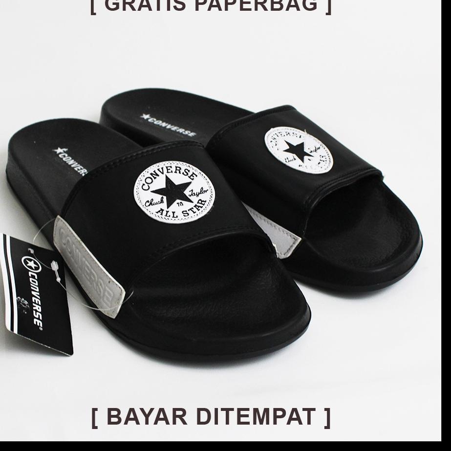 ✨MEN SALE✨ Sendal Selop Distro Pria Convrsee99 All Star Chuck Taylor Hitam Fullblack / Sendal Slip O